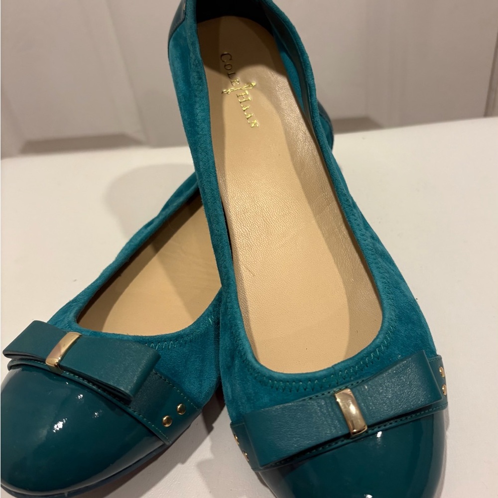 Cole Haan Turquoise Bow Flats